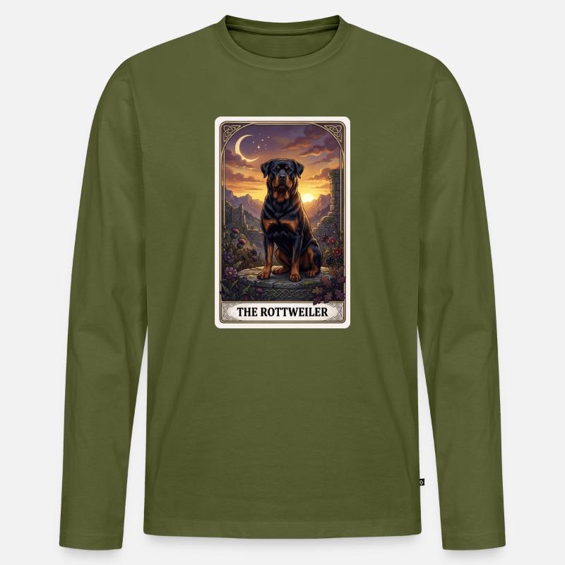 Rottweiler Mondschein Tarot - Männer Premium Bio Langarmshirt - Khaki