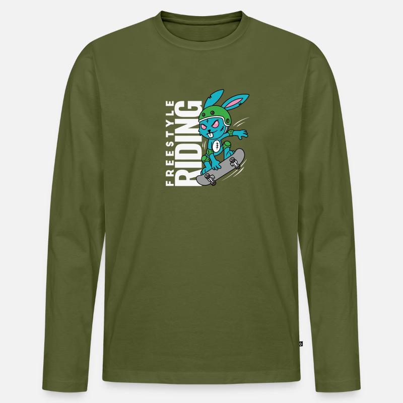 Bunny Rebel – Freestyle Skateboard - Männer Premium Bio Langarmshirt - Khaki
