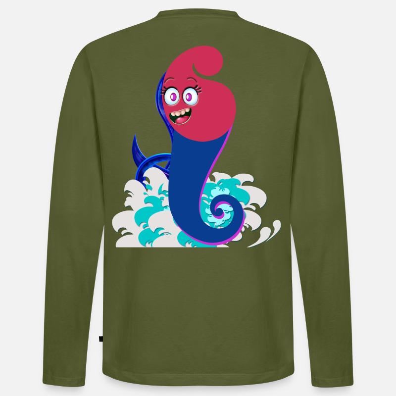 Surf-Spiral-Geist - Männer Premium Bio Langarmshirt - Khaki
