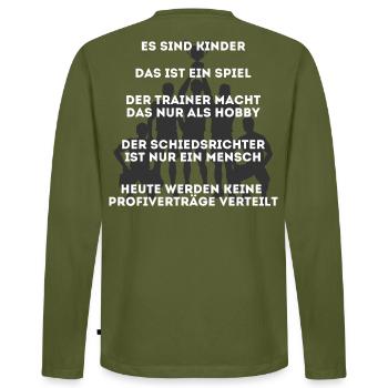 Fußball Regeln auf Fußballplatz für Eltern - Männer Premium Bio Langarmshirt - Khaki - Hinten - Nico (187cm)