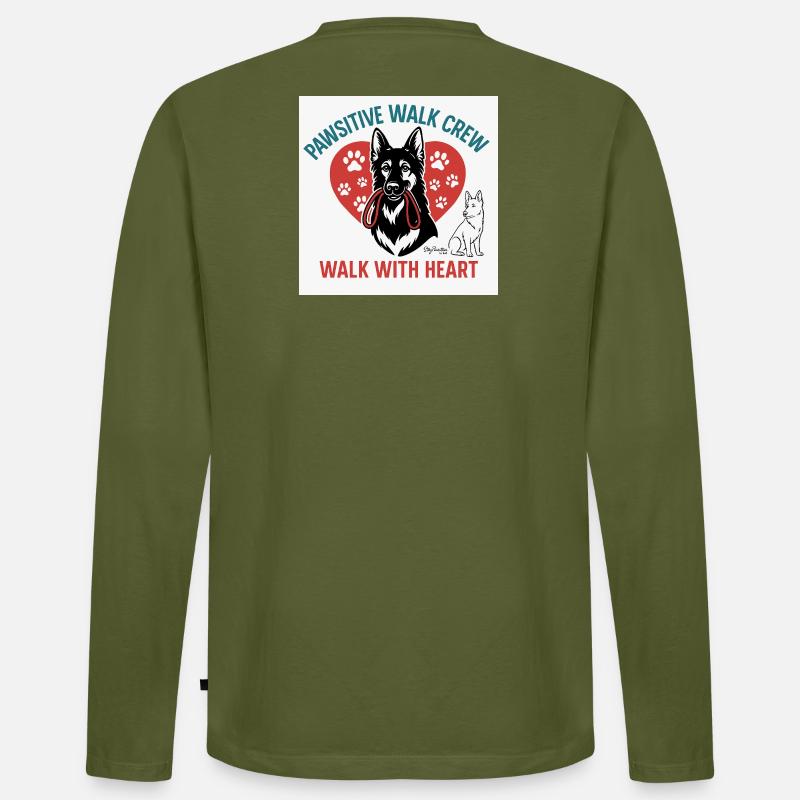 Pawsitive Walk Crew Herzpfoten - Männer Premium Bio Langarmshirt - Khaki