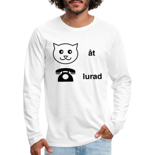 Katt åt telefon - Långärmad premium-T-shirt herr
