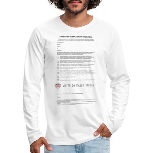 Attestation de déplacement dérogatoire - MAUSA - T-shirt manches longues Premium Homme