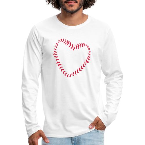 2581172 1029128891 Baseball hjertet af sømme - Herre premium T-shirt med lange ærmer