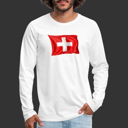 Flaga Szwajcarska Flaga Narodowa - Koszulka męska Premium z długim rękawem