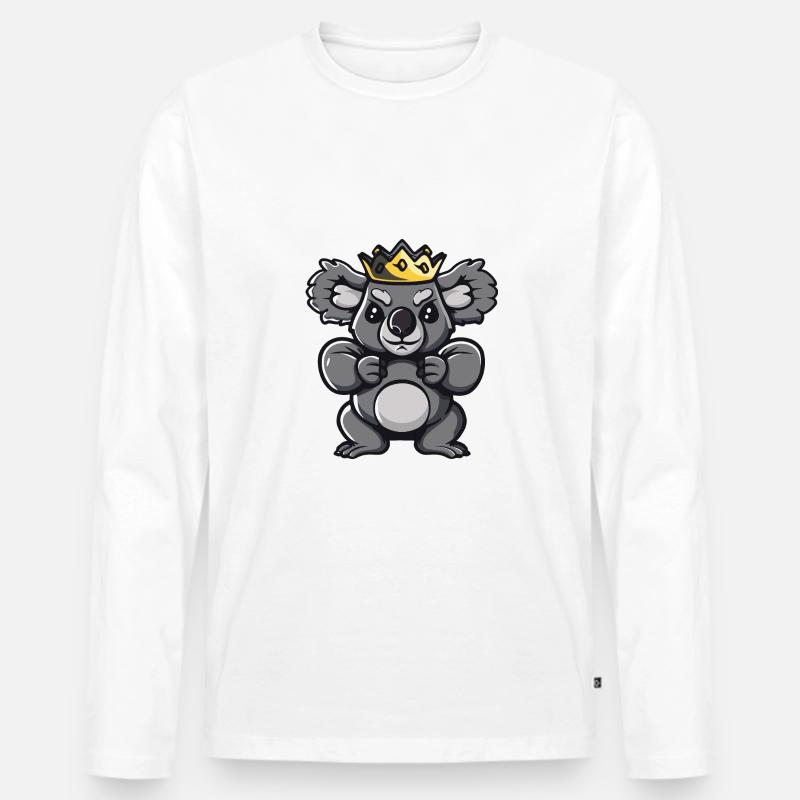 Koala Comic Krone - Männer Premium Bio Langarmshirt - Weiß