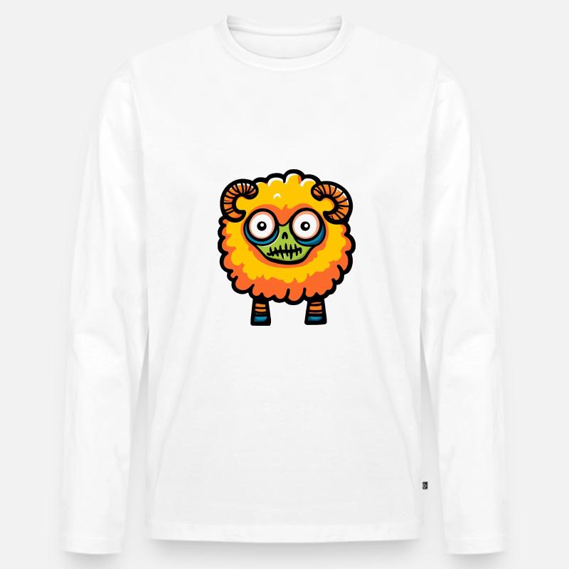 Schaf Halloween Comic - Männer Premium Bio Langarmshirt - Weiß