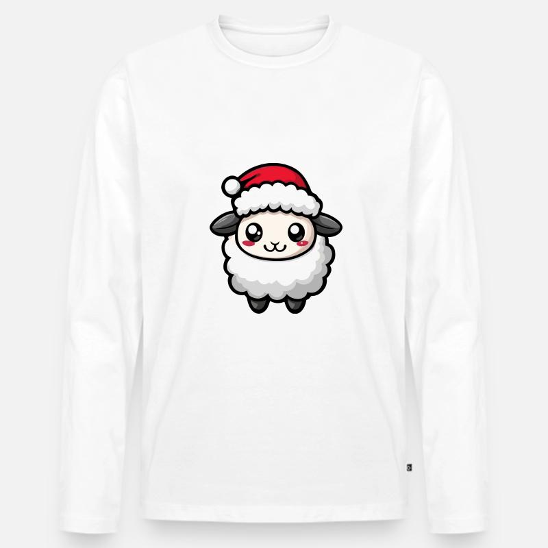 Schaf Weihnachten Christmas - Männer Premium Bio Langarmshirt - Weiß
