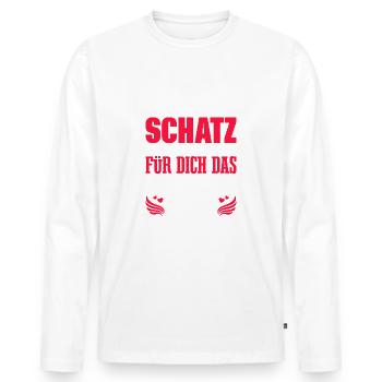 Ehe Freundin Schatz Partnerin Geschenkidee - Männer Premium Bio Langarmshirt - Weiß - Vorne - Nico (187cm)