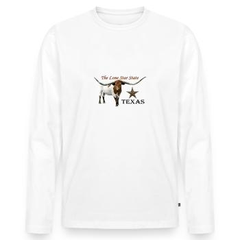 Long Horn Bull Texas - Men's Premium Organic Long Sleeve Shirt - white - Front - Nico (187cm)
