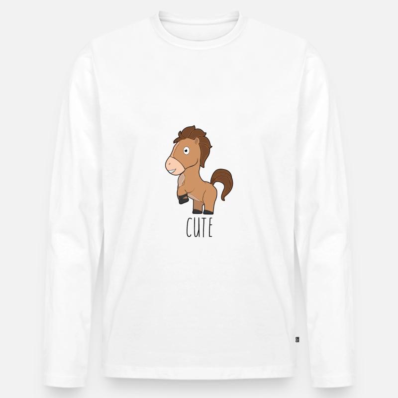 Süßes Pferd - Männer Premium Bio Langarmshirt - Weiß