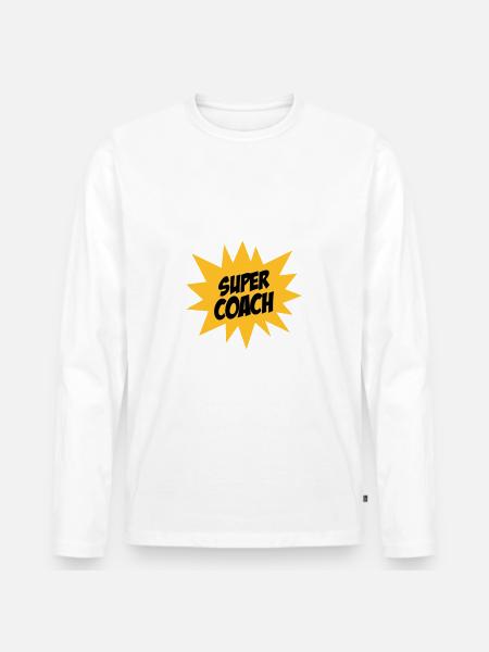 Super Coach - Men's Premium Organic Long Sleeve Shirt - white