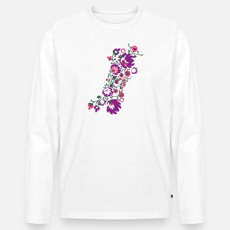 ornamente,blumen,rot,blume,ranke,floral - Männer Premium Bio Langarmshirt - Weiß