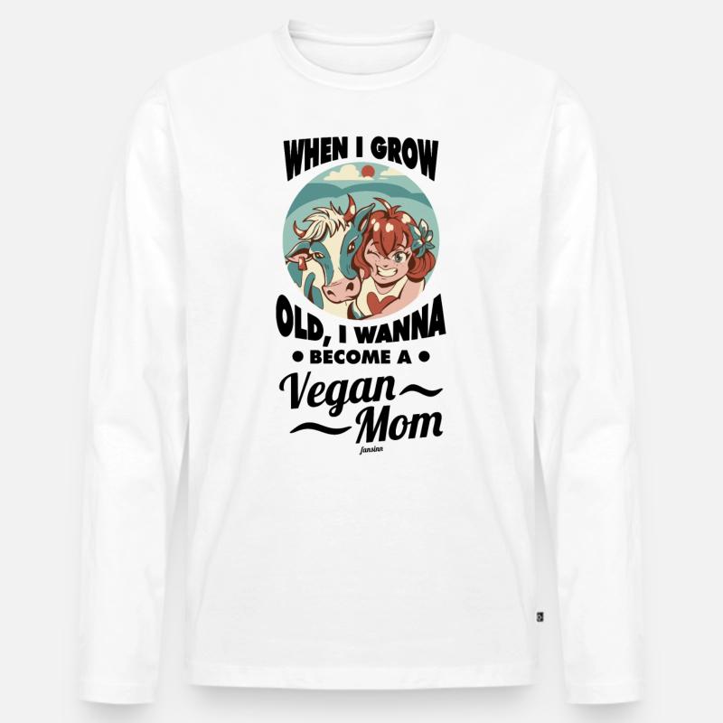 Mädchen wird Veganerin - Männer Premium Bio Langarmshirt - Weiß