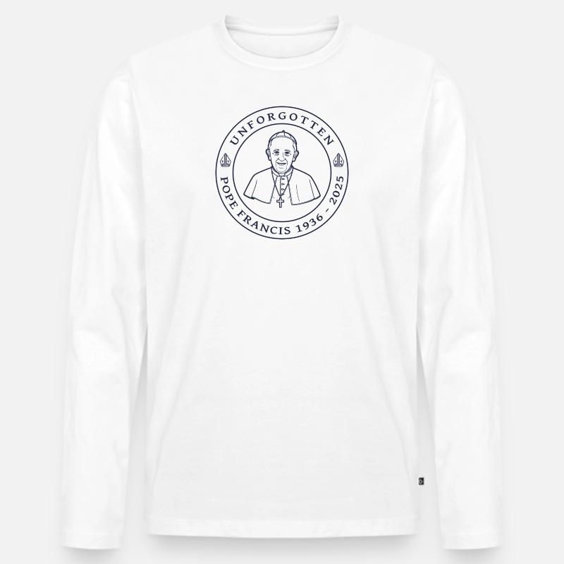 Pope Francis - Männer Premium Bio Langarmshirt - Weiß