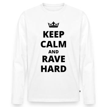 Techno - musique techno - rave - rave hard - T-shirt manches longues Premium bio Homme - blanc - Devant - Nico (187cm)