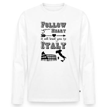 Heart leads you to Italy Italien Geschenk - Männer Premium Bio Langarmshirt - Weiß - Vorne - Nico (187cm)