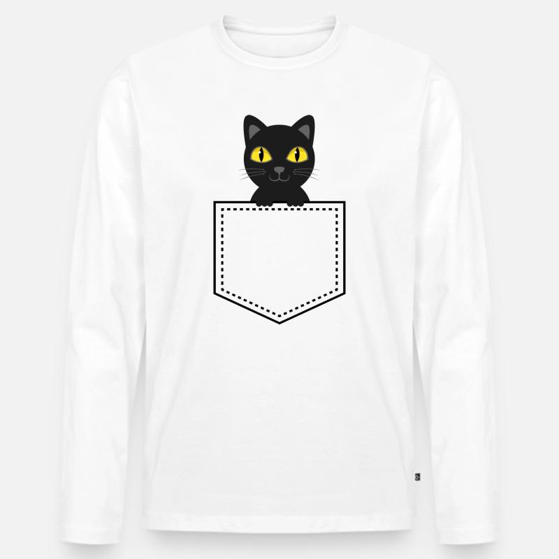 Taschentier schwarze Katze - Männer Premium Bio Langarmshirt - Weiß