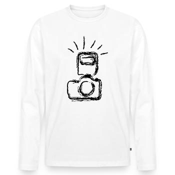 camera - Men's Premium Organic Long Sleeve Shirt - white - Front - Nico (187cm)