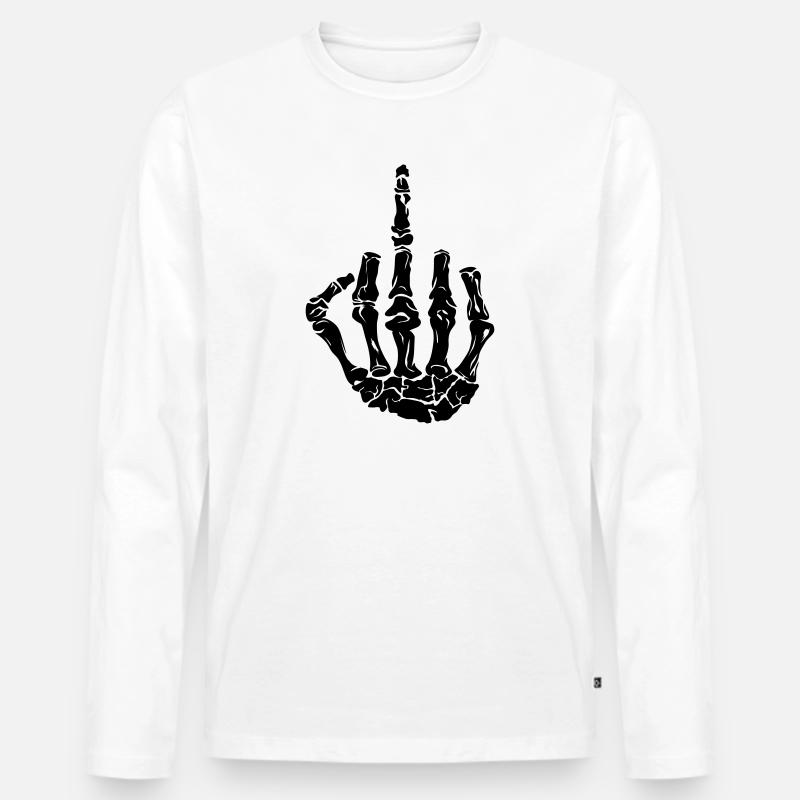 Mittelfinger - Männer Premium Bio Langarmshirt - Weiß