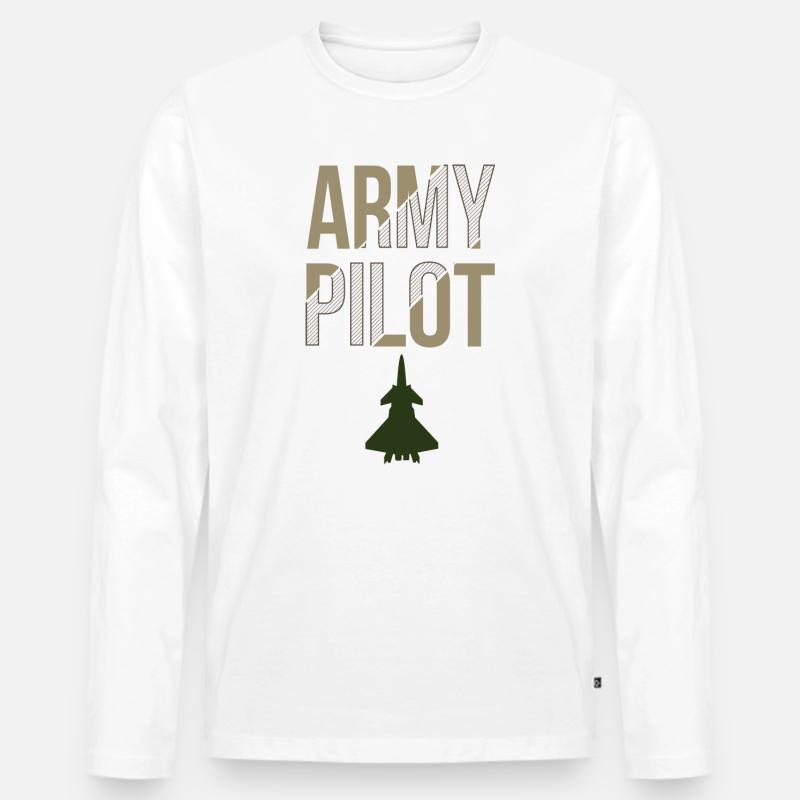 Armee Pilot - Männer Premium Bio Langarmshirt - Weiß
