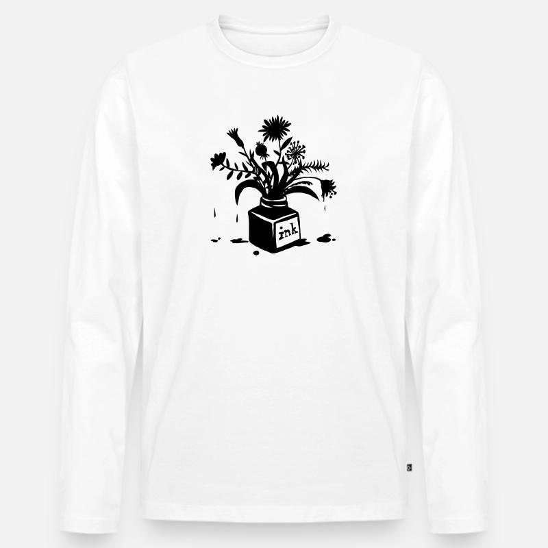 Tuscheblumen - Männer Premium Bio Langarmshirt - Weiß