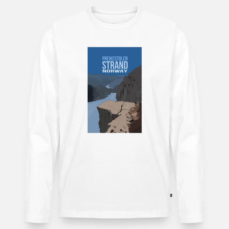 Preikestolen Norwegen - Männer Premium Bio Langarmshirt - Weiß