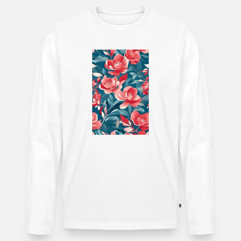 Wunderschöne Blumen - Männer Premium Bio Langarmshirt - Weiß