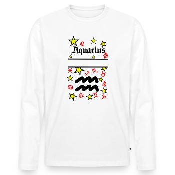 Verseau Signe du zodiaque Verseau - T-shirt manches longues Premium bio Homme - blanc - Devant - Nico (187cm)