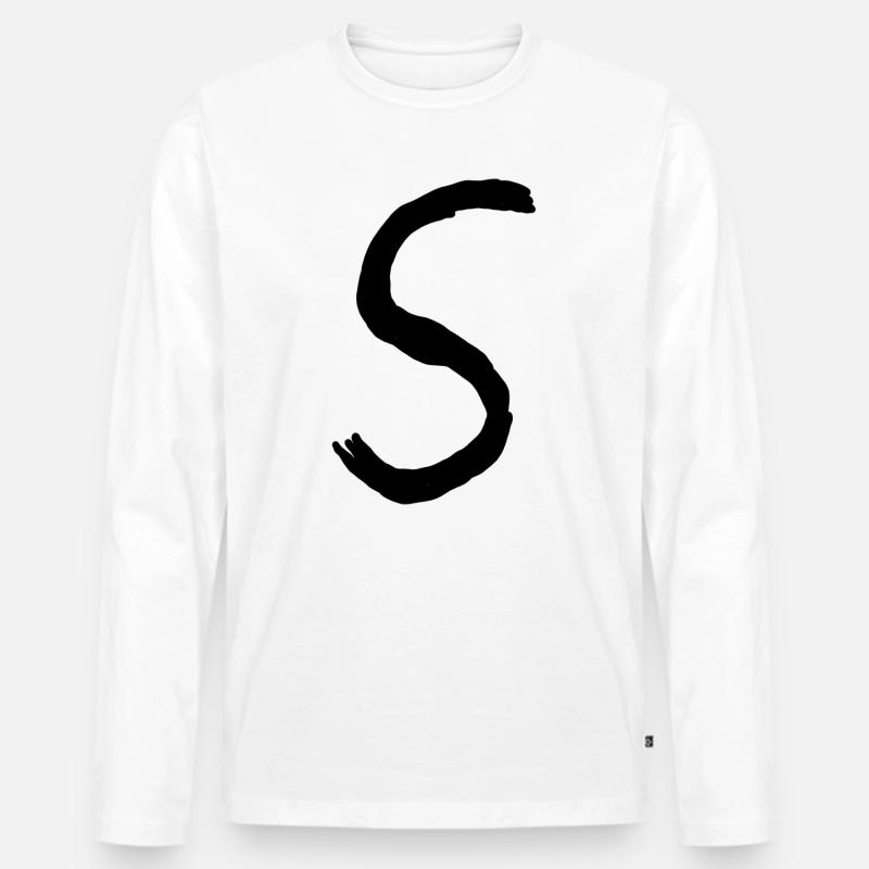 Buchstaben S - Männer Premium Bio Langarmshirt - Weiß