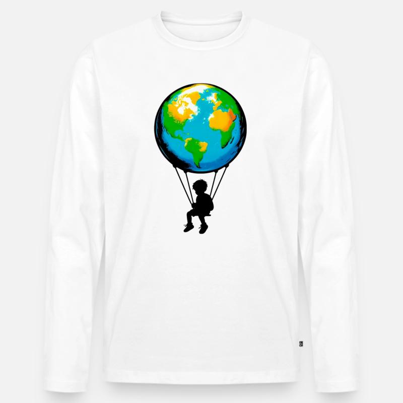 Planet Erde - Männer Premium Bio Langarmshirt - Weiß
