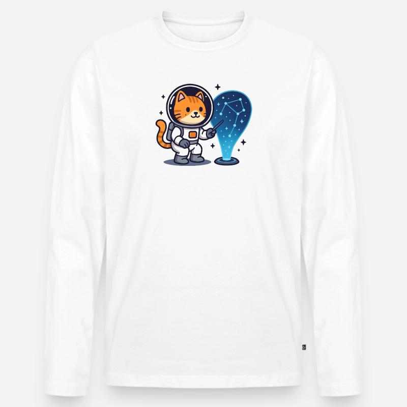 Space Cat Constellation – Kawaii - Männer Premium Bio Langarmshirt - Weiß