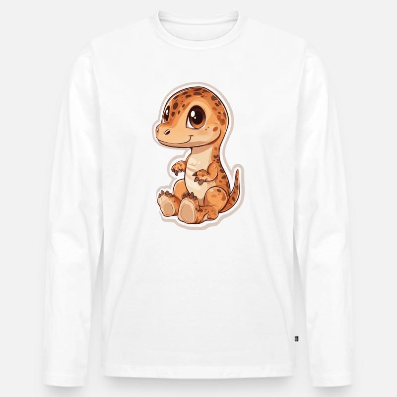 Dinosaurier - Männer Premium Bio Langarmshirt - Weiß
