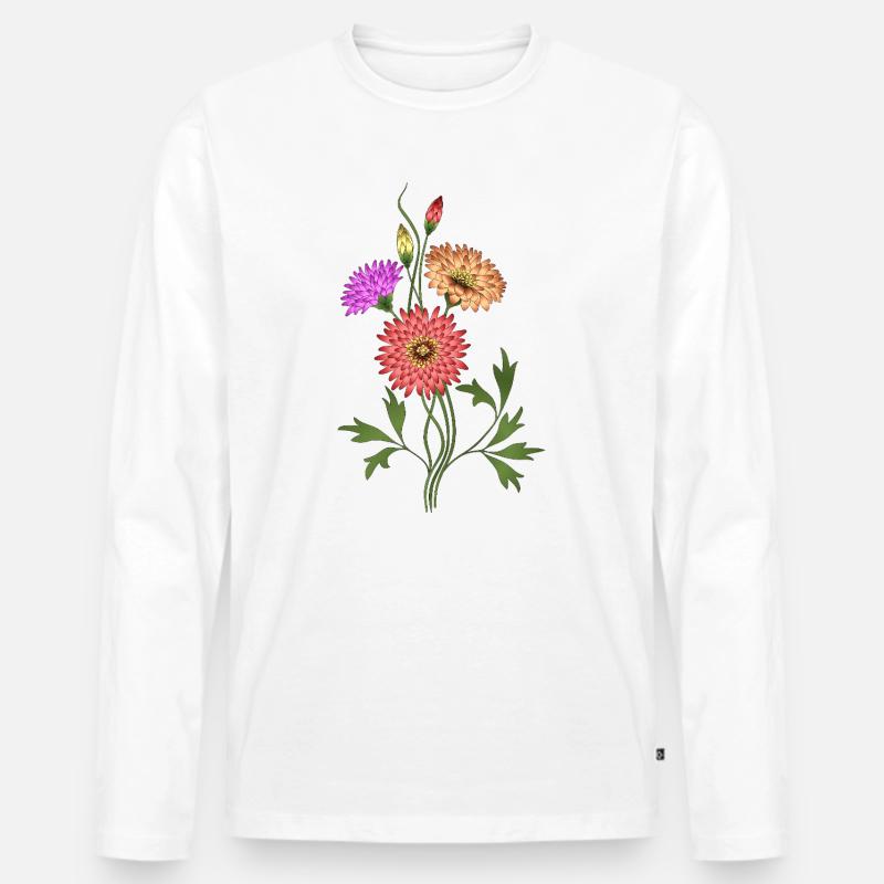 Blumen - Männer Premium Bio Langarmshirt - Weiß