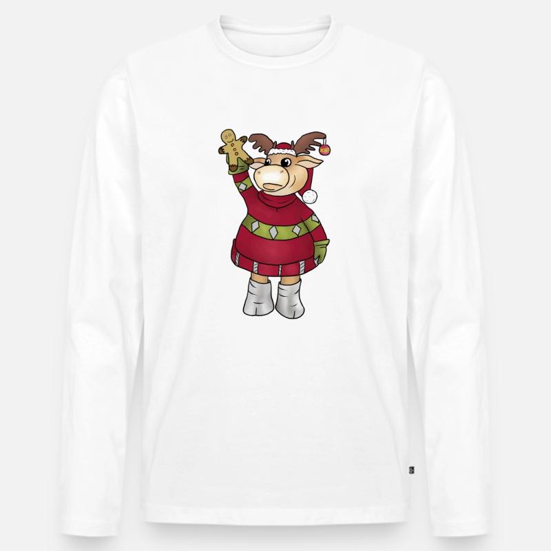 Elch_mit_Lebkuchen - Männer Premium Bio Langarmshirt - Weiß