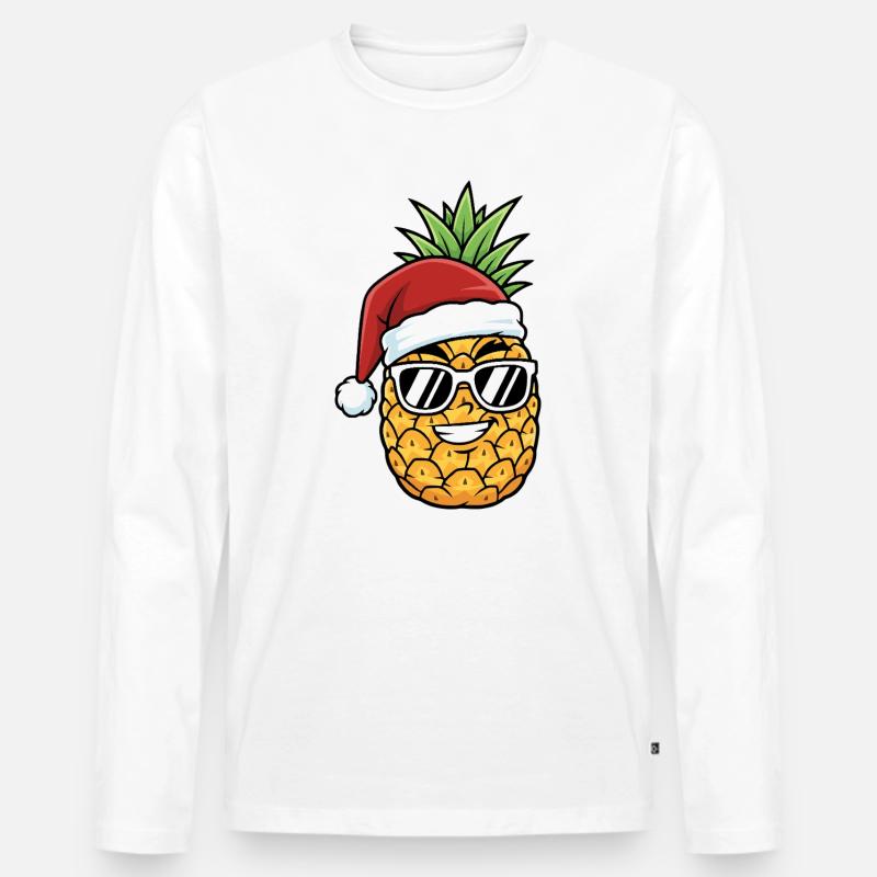 Weihnachten Ananas Kunst - Männer Premium Bio Langarmshirt - Weiß