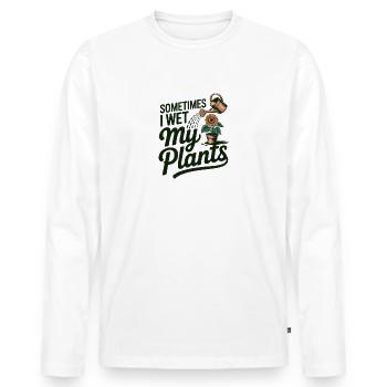 Parfois, je mouille mes plantes - T-shirt manches longues Premium bio Homme - blanc - Devant - Nico (187cm)