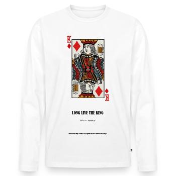 Pas de rois - T-shirt manches longues Premium bio Homme - blanc - Devant - Nico (187cm)