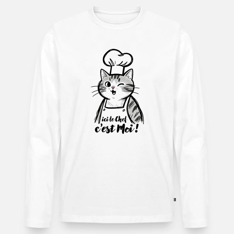 Cat Chef, hier bin ich! - Männer Premium Bio Langarmshirt - Weiß