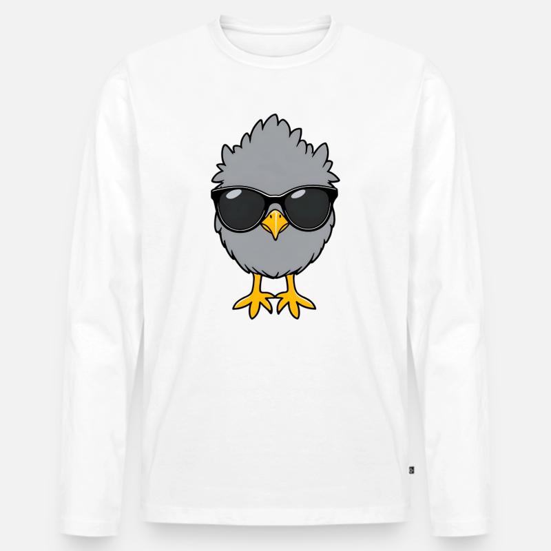 Chillküken mit Sonnenbrillen - Männer Premium Bio Langarmshirt - Weiß