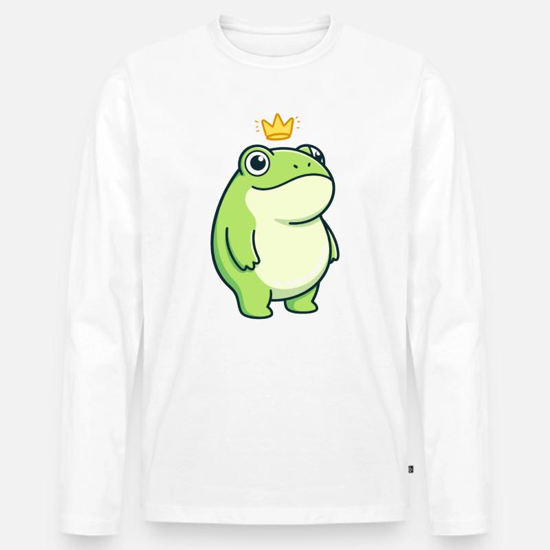 King Croak – Klassisches minimalistisches Design - Männer Premium Bio Langarmshirt - Weiß