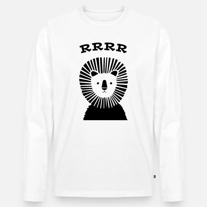 Löwe - Männer Premium Bio Langarmshirt - Weiß