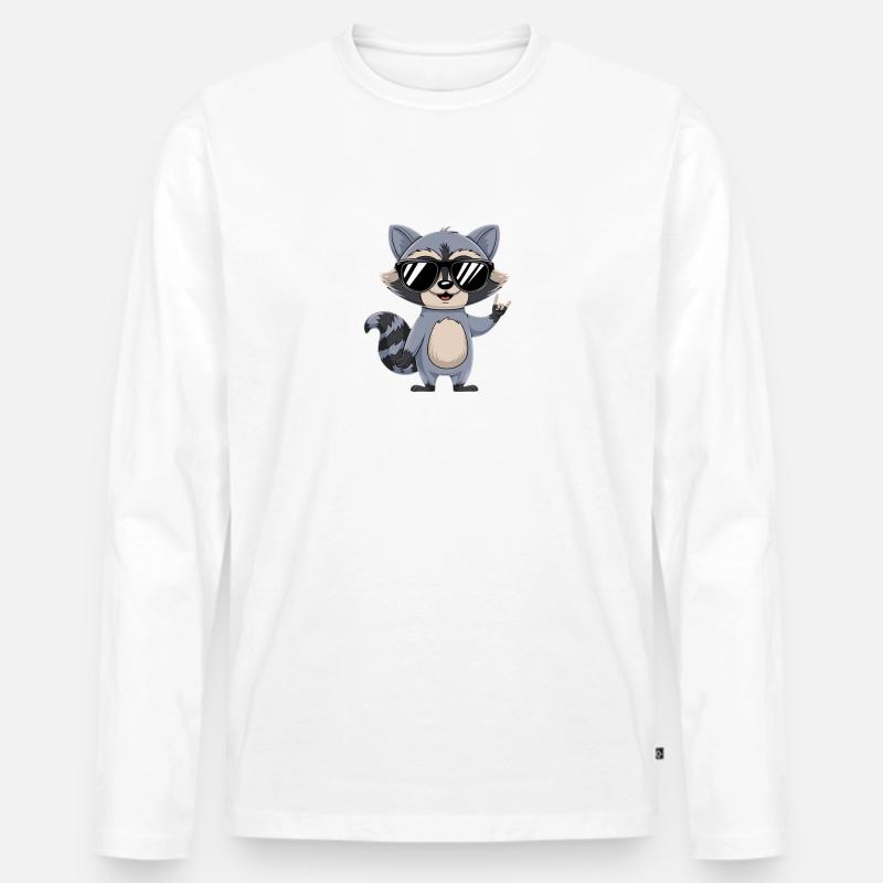 Waschbär mit Sonnenbrille - Männer Premium Bio Langarmshirt - Weiß
