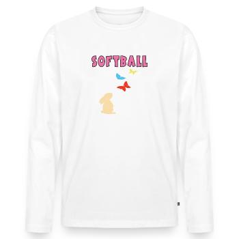 Softballerin Ostern Softballspielerin Oster Outfit - Männer Premium Bio Langarmshirt - Weiß - Vorne - Nico (187cm)