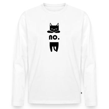 Genervte Katze No - Männer Premium Bio Langarmshirt - Weiß - Vorne - Nico (187cm)