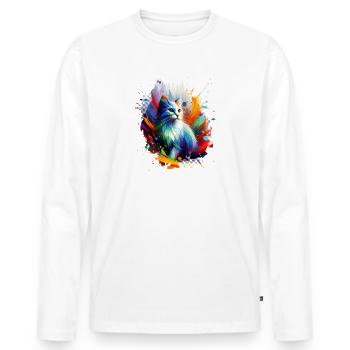 Chats colorés Oeuvre - T-shirt manches longues Premium bio Homme - blanc - Devant - Nico (187cm)