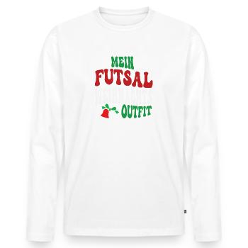 Weihnachten Futsal Futsalspieler XMAS Outfit - Männer Premium Bio Langarmshirt - Weiß - Vorne - Nico (187cm)