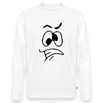 Emoji tendu esquisse noir - T-shirt manches longues Premium bio Homme - blanc - Devant - Nico (187cm)