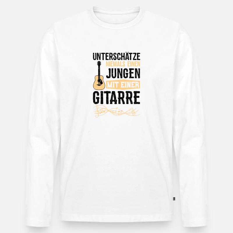 Unterschätze Niemals Einen Jungen Mit Einer - Männer Premium Bio Langarmshirt - Weiß