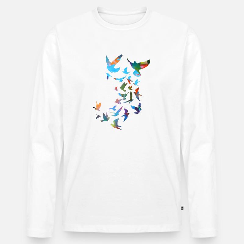 tauben,taube,vögel,vogelschwarm,bunt,graffiti, - Männer Premium Bio Langarmshirt - Weiß